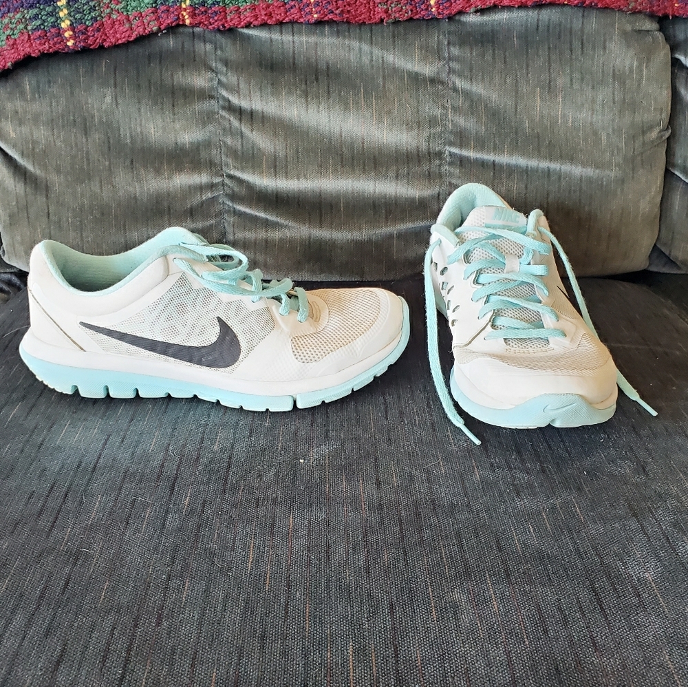 Blue and White Nike Flex Shoes